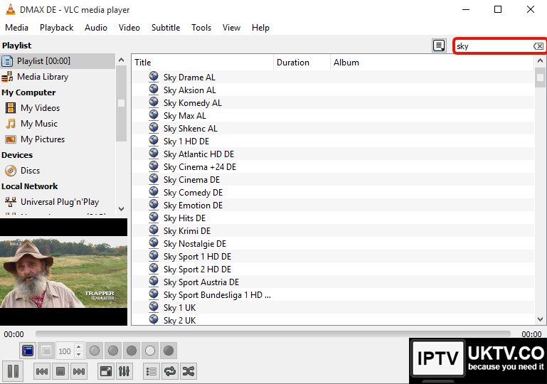 How to set up the vlc media player so that you can watch IPTV from the UK online.